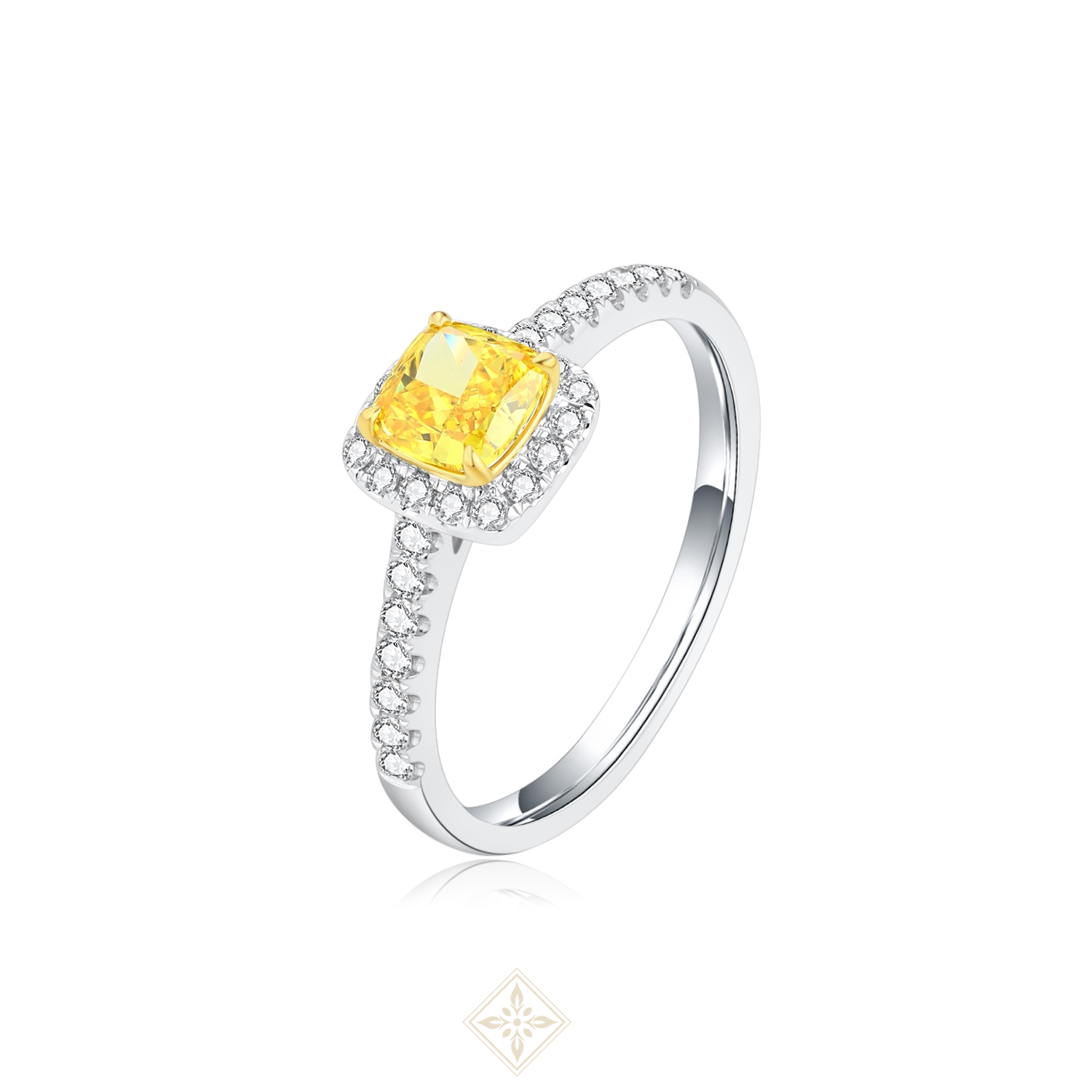 Colored Diamond Halo Ring