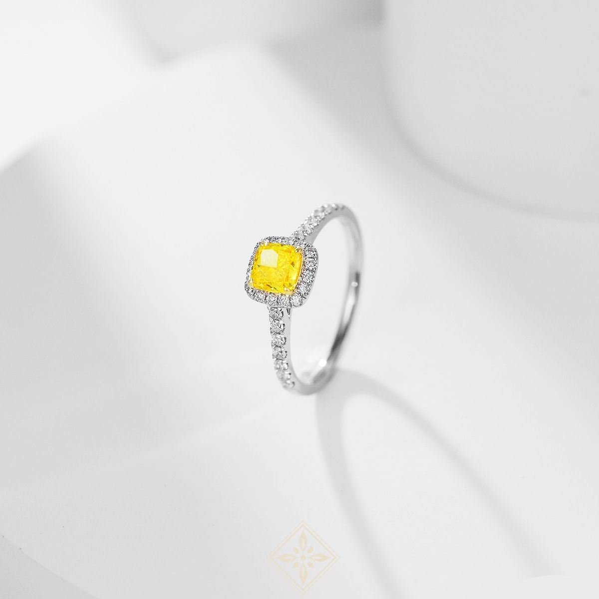 Colored Diamond Halo Ring