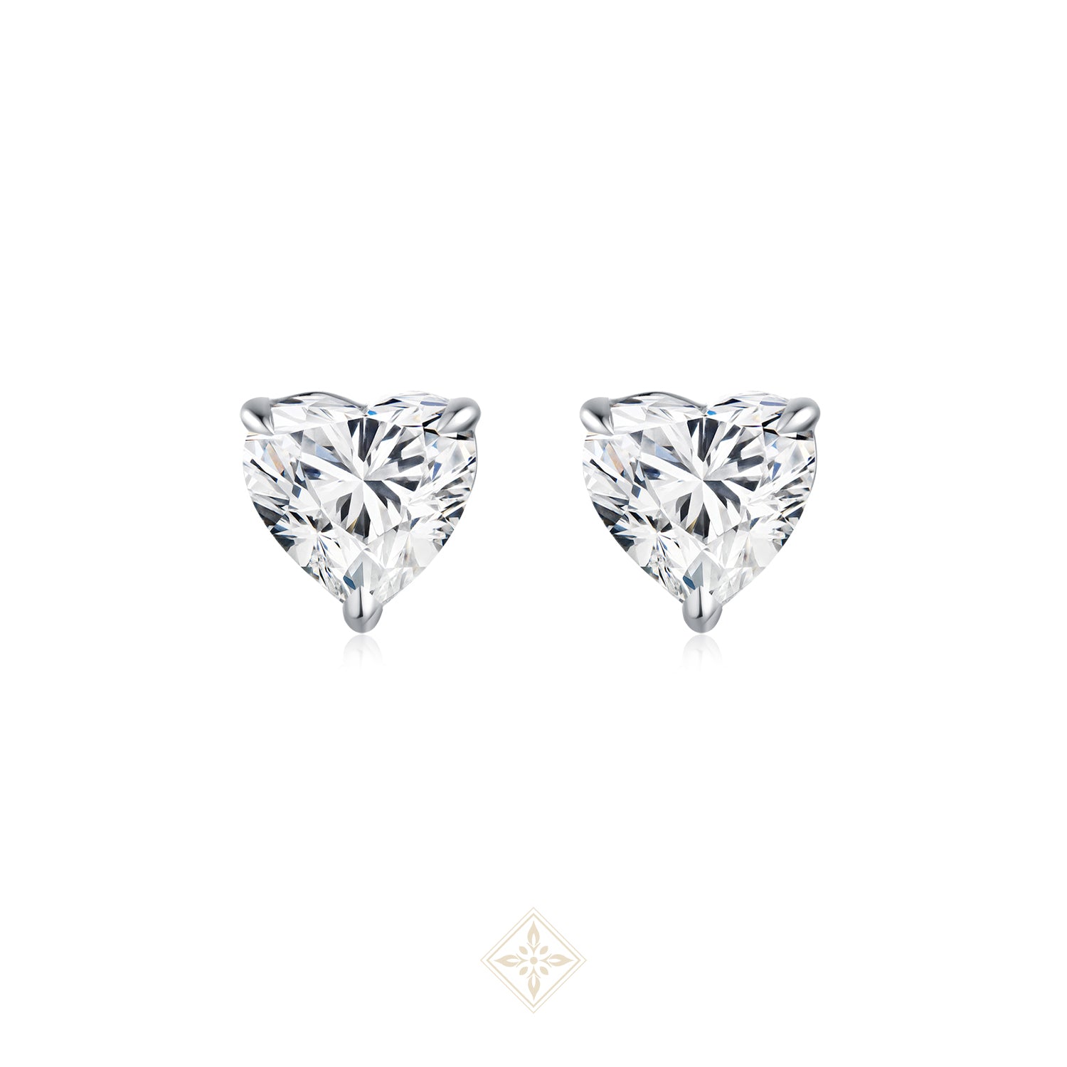Classic Heart Diamond Stud Earrings