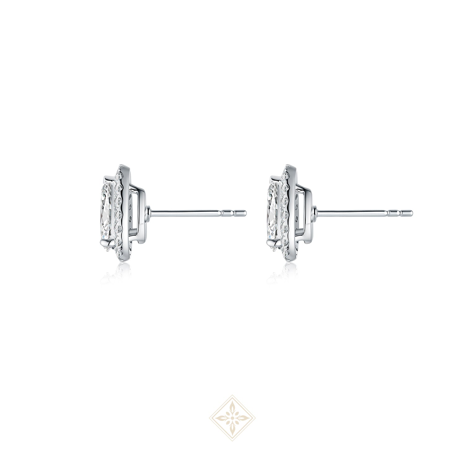 Halo Set Pear Diamond Earrings