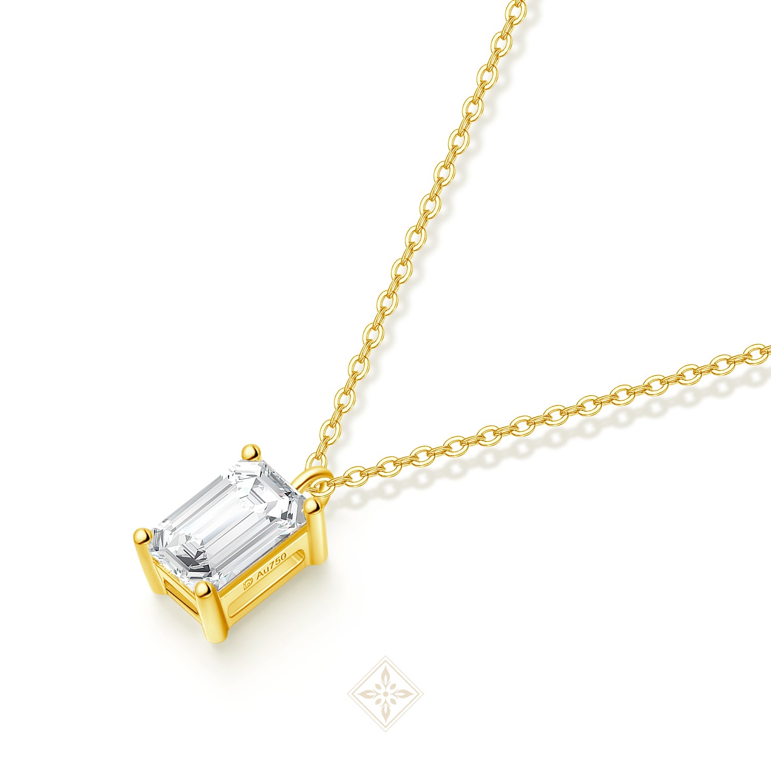 Emerald Diamond Solitaire Necklace