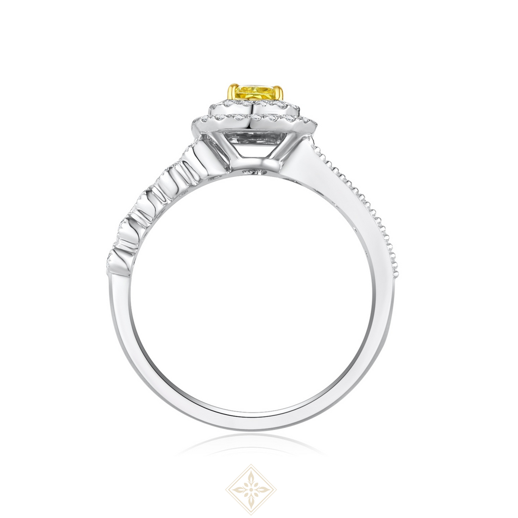Colored Diamond Halo Ring