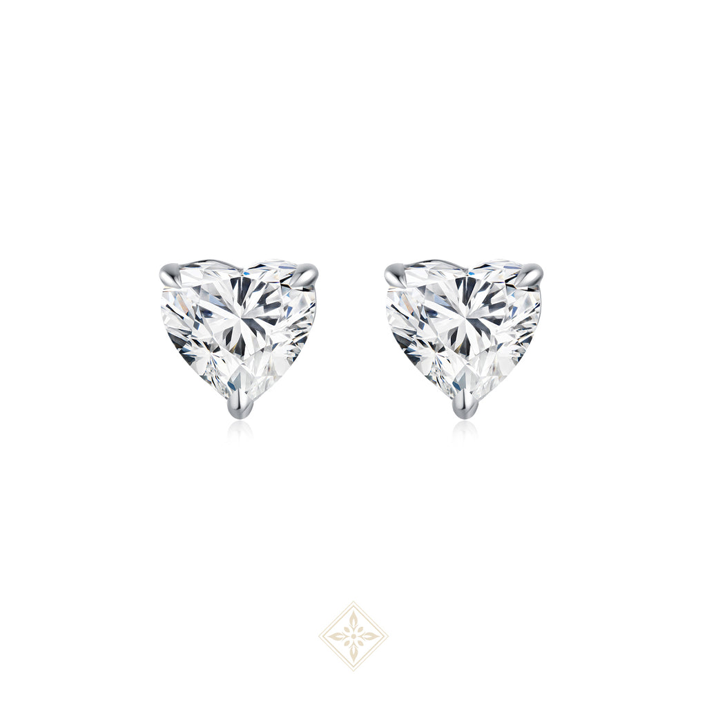 Classic Heart Diamond Stud Earrings