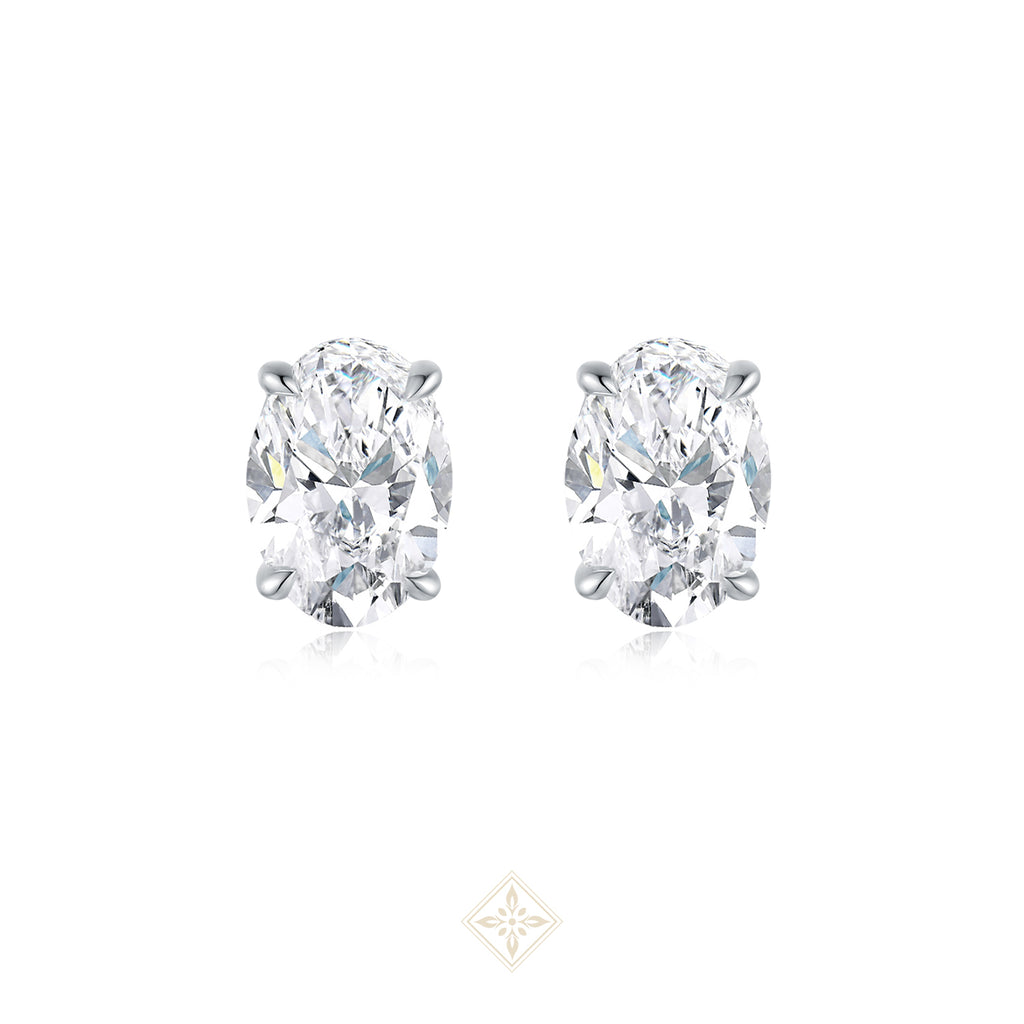 Classic Oval Diamond Stud Earrings