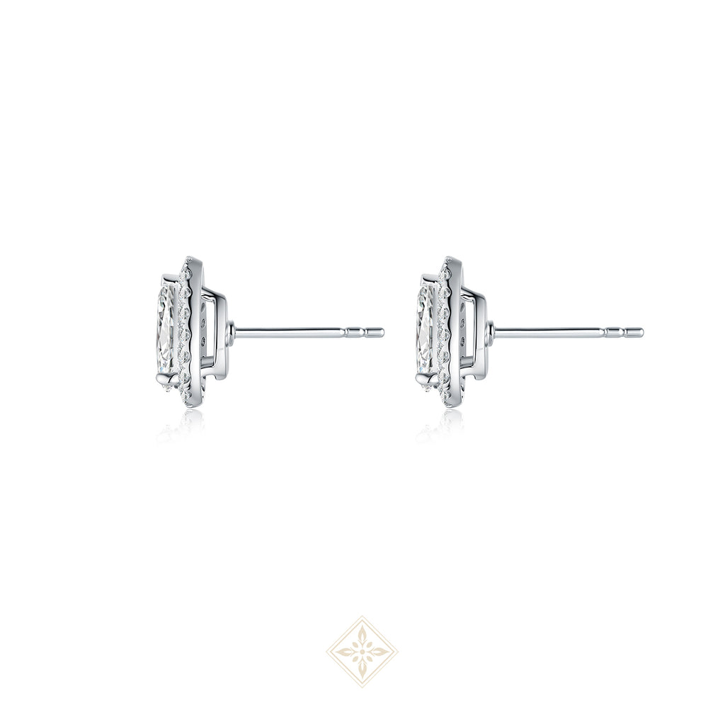 Halo Set Pear Diamond Earrings